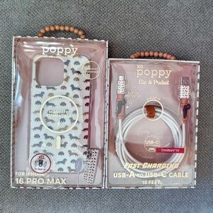 🐾 XO Poppy Dachshund iPhone 16 Pro Max Case + 10ft USB-C Fast Charging Cable